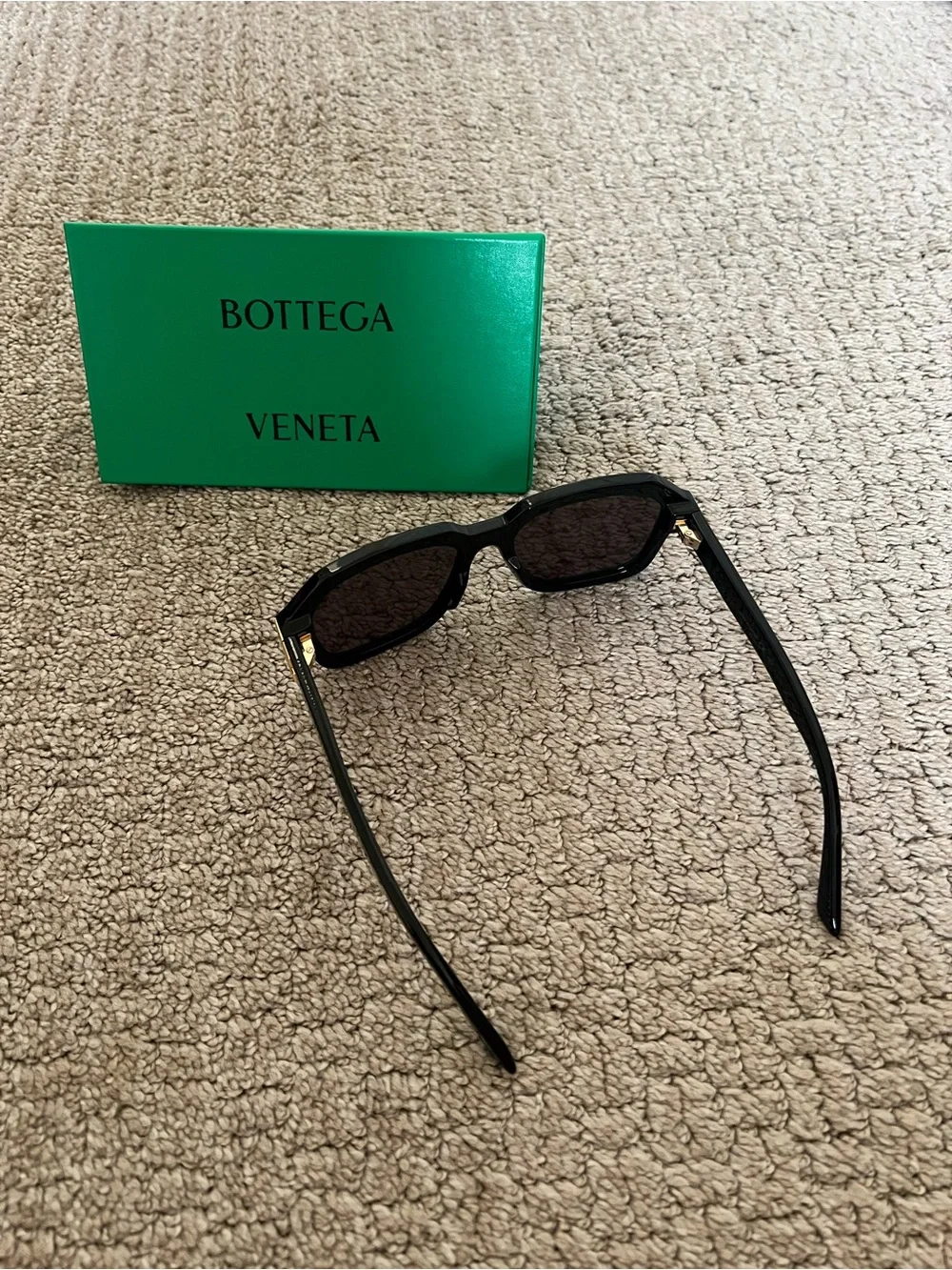 Bottega Veneta Black Sunglasses with Gold Accents